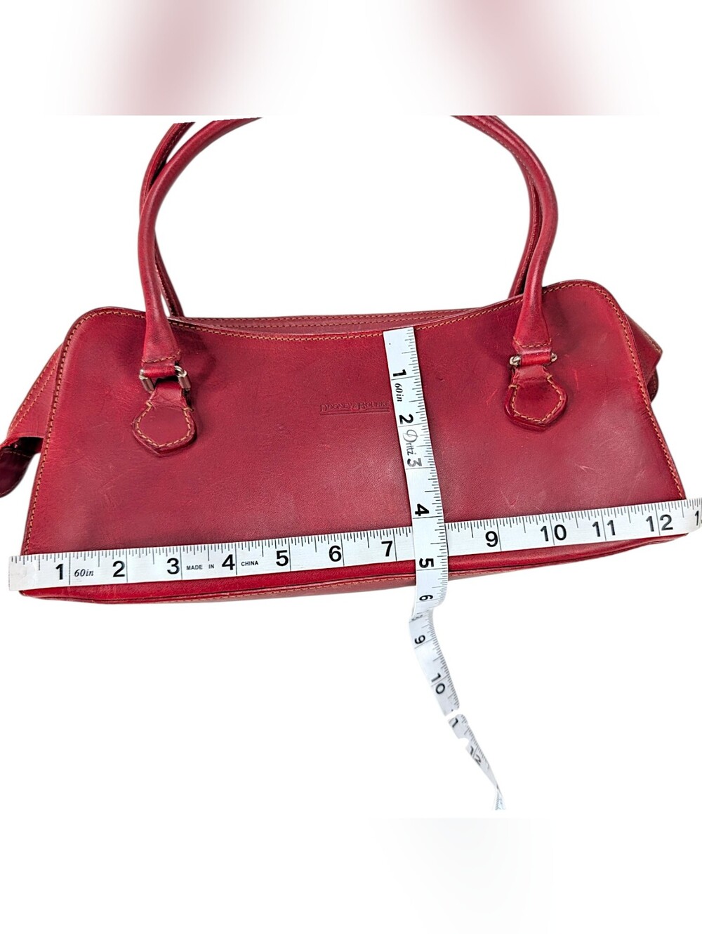 Dooney & Bourke Red Leather Purse Satchel Shoulder Bag Vintage Italy Italian Y2K - Picture 10 of 10